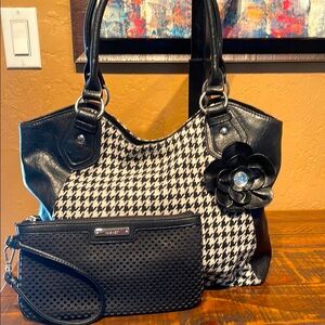 Nine West Black and White Houndstooth Shoulder Bag and Wallet
